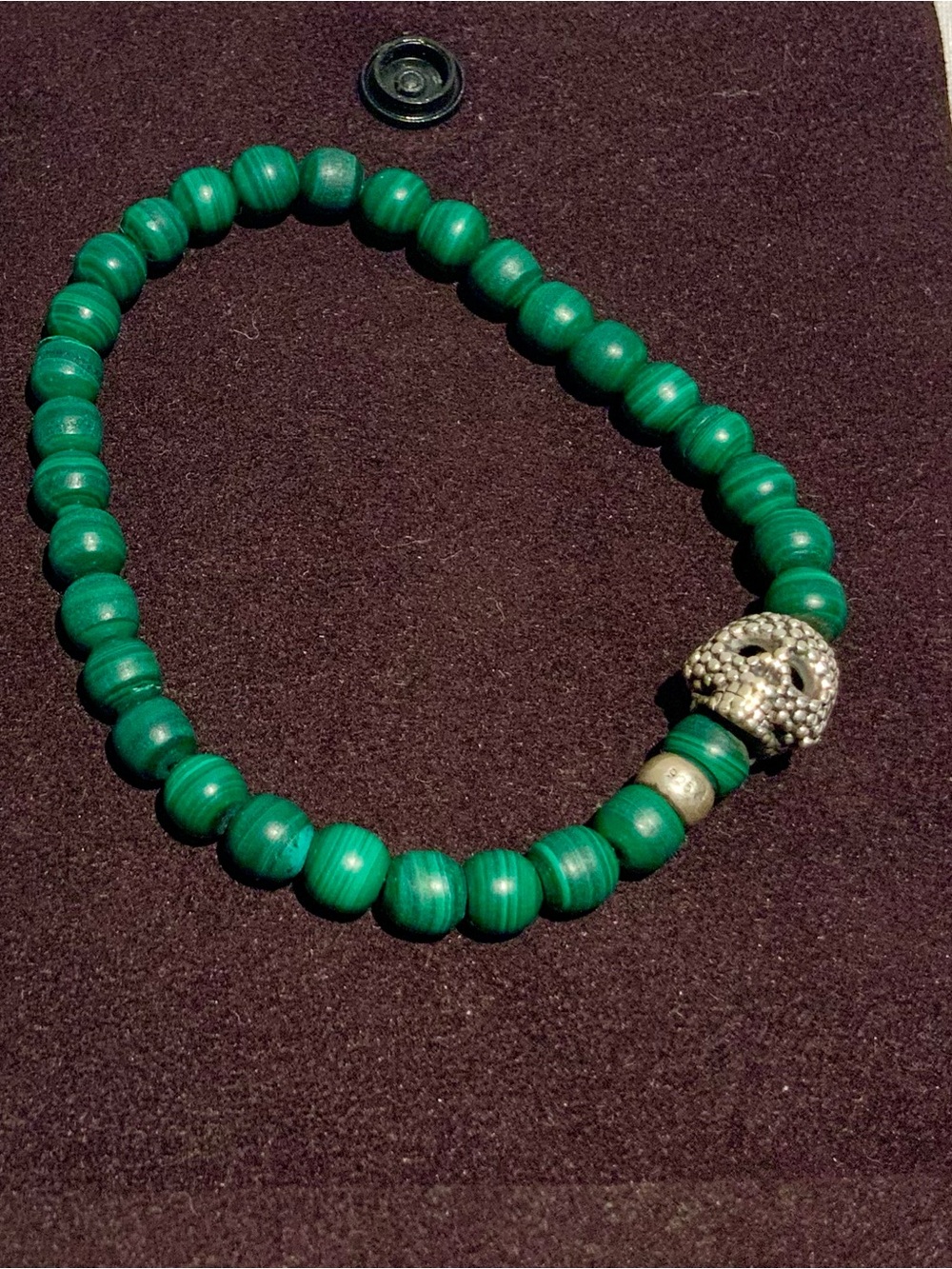 LAGOS Snowflake Obsidian Malachite Skull Bead Bracelet